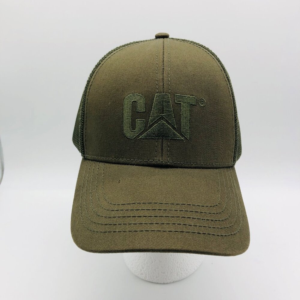 Cat Trucker Cap Olive Green Mesh Snapback One Size